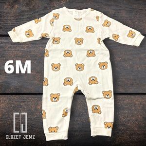 Infant 6 Month White Multi Bear Head Romper / Onesie - NEW (NWT)